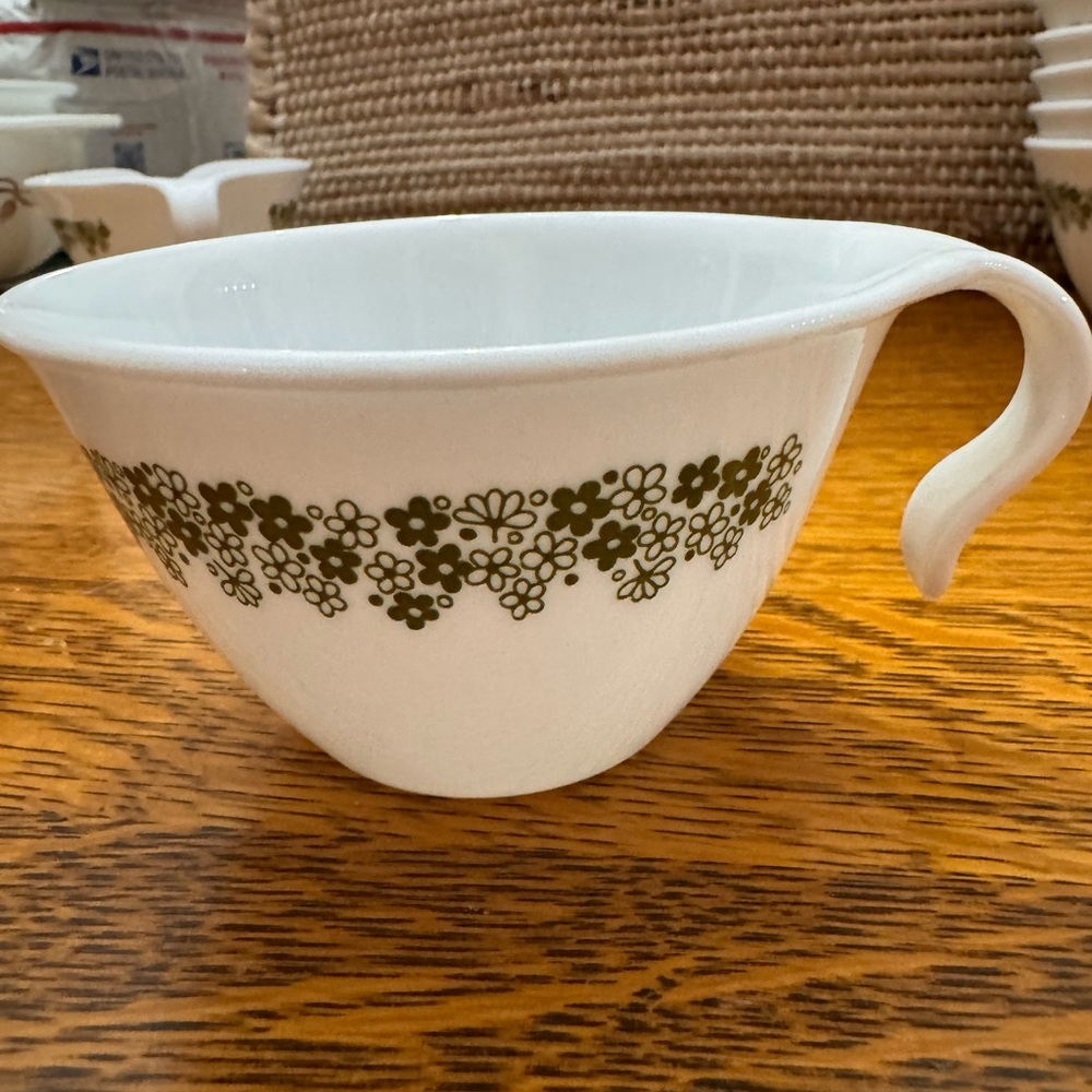 corelle spring blossom vintage cups with unusual handles